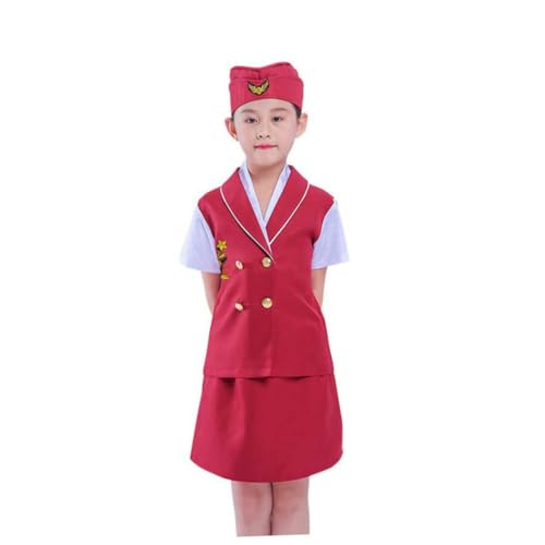 WOFASHPURET 1 Satz Rollenspielkostüm für Kinder Flugbegleiterin Kostüm für Mädchen Stewardess-Rollenspielkostüm Kinder Cosplay Stewardess Kinder Rolle Cosplay-Kostüm für Kinder Cosplay-Zubehör von WOFASHPURET