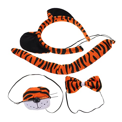 WOFASHPURET Rollenspiel-Set Tiger-kostüm-Set Flauschiges Tigerohren-Stirnband Partyzubehör für Jungen und Mädchen Modisch Bequem von WOFASHPURET