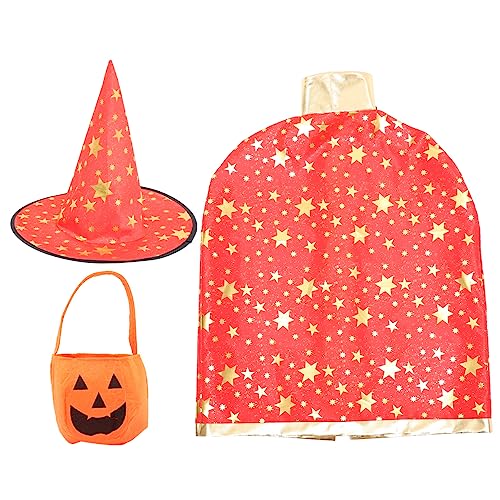 WOFASHPURET 1 Set Halloween Umhang Kürbis Umhang Halloween Kostüme Für Kinder Schwarzer Umhang Halloween Kostüm Hexenhut Und Umhang Outfits Für Halloween Dekoration Zaubererkostüm von WOFASHPURET