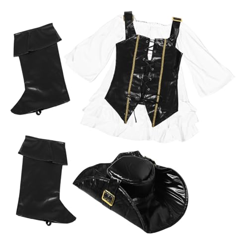 WOFASHPURET Mädchen Piratenkostüm Teen Halloween Kleid Gothic Party Outfit Cosplay Set Hut Top Rock Weste von WOFASHPURET