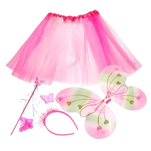 WOFASHPURET 1 Set Schmetterlingsflügel Regenbogen Tutu Rock Schmetterling Zauberstab Cosplay Schmetterling Kostüm Schmetterling Stirnband von WOFASHPURET