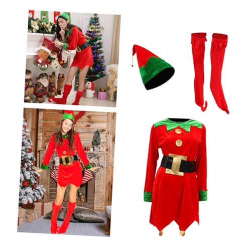 WOFASHPURET 1 Set Weihnachtskostüm Für Damen Festliches Outfit Mit Rockabilly Style Langarm Kleid Für Die Weihnachtsfeier Ideal Weihnachtsgeschenk Oder Für Die Performance von WOFASHPURET