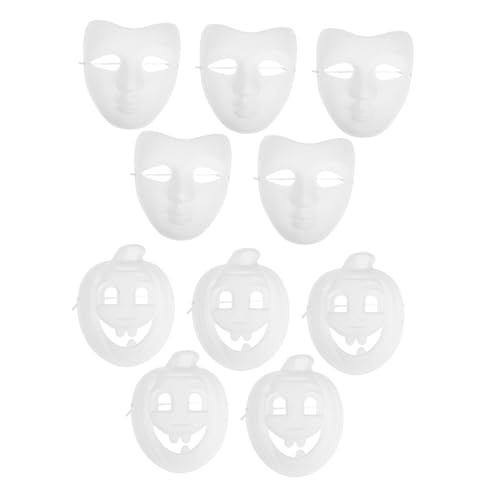 WOFASHPURET Halloween Deko Requisiten 10 Stück Papier Zellstoff Blanko für Erwachsene Jungen und Mädchen Maskerade Maske von WOFASHPURET