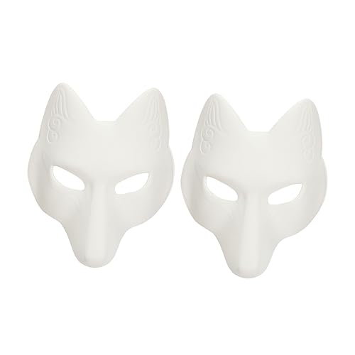 WOFASHPURET 2 Stück Fuchsmaske Cosplay Maske Kostüm Pelzige Maske Leere Papiermaske Panit Papiermasken Für Bemalbare Tiermaske Renarde Halloween Masken Für Erwachsene Therisn Weiße von WOFASHPURET