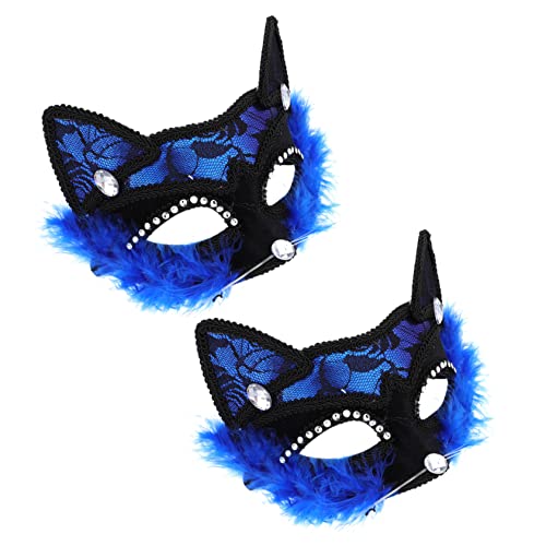 WOFASHPURET 2 Stücke Halloween Spitze Katze Maskerade Masken Luxus Venezianische Masken von WOFASHPURET