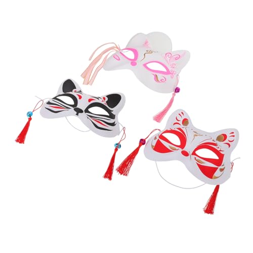 WOFASHPURET 3 Stück Teiliges Handbemaltes Katzen Fuchs Halsgesichtsmasken Leichte Kunststoff Masken für Cosplay und Karneval Komfortabel für Erwachsene und Japanischer Stil für Maskenbälle und WOFASHPURET 3 Stück Teiliges Handbemaltes Katzen Fuchs Halsgesichtsmasken Leichte Kunststoff Masken für Cosplay und Karneval Komfortabel für Erwachsene und Japanischer Stil für Maskenbälle und von WOFASHPURET