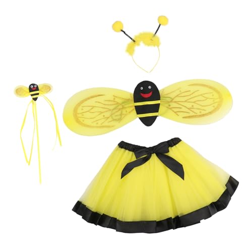 WOFASHPURET Entzückendes Gelbes Bienenflügel-tutu-set Für Kinder Partykostüme Performance-kleidung Bequemer Netzrock von WOFASHPURET