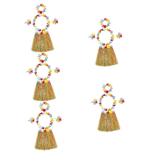 WOFASHPURET 5 Sätze Strohrock-set Hawaiianisches Kostüm Foto-halskette Strand Halskette Kostüme Für Luau-girlande Resort-kleidung Tanzrock Pool-party-dekor Ein Stück Dressing Plastik Urlaub von WOFASHPURET
