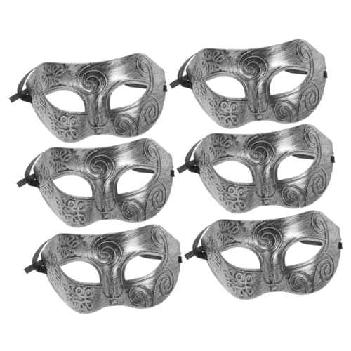 WOFASHPURET 6 Stück Teiliges Vintage Herren Maskerade Masken aus Antikem Silber Stilvolle Karnevalsmasken für Fasching Halloween und Cosplay Komfortabel und Elegant für Maskenball und Party WOFASHPURET 6 Stück Teiliges Vintage Herren Maskerade Masken aus Antikem Silber Stilvolle Karnevalsmasken für Fasching Halloween und Cosplay Komfortabel und Elegant für Maskenball und Party von WOFASHPURET