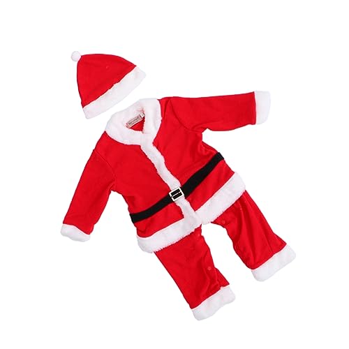 WOFASHPURET 75cm Santa Claus Kostü Set Für Jungen Weihnachtsoutfit Mit Hut Und Kleidungsstück Für Die X Mas Party Niedliches Cosplay Für von WOFASHPURET