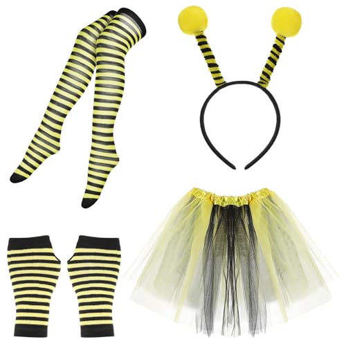 WOFASHPURET Bienen-Kostüm-Set -Kostüm Tutu Für Damen Bienenkönigin Bopper-Antenne Stirnband Tutu-Rock Für Halloween-Kostüm Honigbiene Party Cosplay von WOFASHPURET