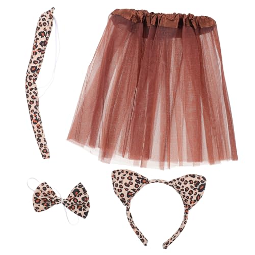 WOFASHPURET Cosplay Leopard Kostüm Halbrock Schleife Kopfschmuck Tierkostüm Party Zubehör für Karneval Fasching Festliche Anlässe WOFASHPURET Cosplay Leopard Kostüm Halbrock Schleife Kopfschmuck Tierkostüm Party Zubehör für Karneval Fasching Festliche Anlässe von WOFASHPURET