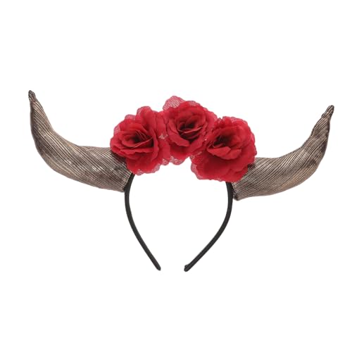 WOFASHPURET Day Of The Dead Stirnband mit Roten Rosen und Kuhhörnern Bequemes Langlebiges Stoffhaarband für Mexikanische Kostümpartys für Festliche Cosplay Party accessoires WOFASHPURET Day Of The Dead Stirnband mit Roten Rosen und Kuhhörnern Bequemes Langlebiges Stoffhaarband für Mexikanische Kostümpartys für Festliche Cosplay Party accessoires von WOFASHPURET