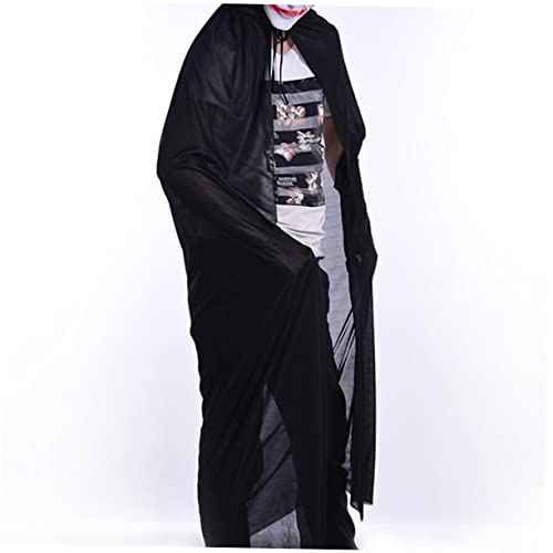 WOFASHPURET Halloween Cosplay Umhang Für Damen Und Herren Langer Schwarzer Umhang Mit Kapuze Ideales Kostümzubehör Für Maskerade Partys Und Halloween Feiern Vielseitig Einsetzbar Für von WOFASHPURET