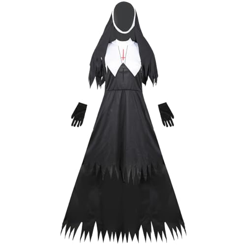 WOFASHPURET Halloween-Nonnenkostüm 1 Stück Damen Traditionelle Nonnenkleidung Party Gruselige Partyuniform Requisite Für Cosplay Xl von WOFASHPURET