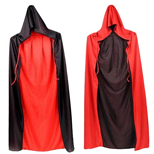 WOFASHPURET Halloween Umhang Mit Kapuze Für Erwachsene Vampir Cape Schwarz Und Rot Ideal Für Kostümpartys Und Maskeraden Inklusive Praktischer Tasche Unisex Design Für Damen Und von WOFASHPURET