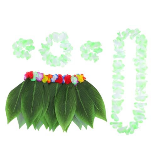 WOFASHPURET Hawaiian Leaf Skirt und Flower Lei Set Tropisches Party Kostüm für Damen Klassischer Grüner Blätterrock mit Blumenkranz für Sommerstrandfeste und Luau Feiern WOFASHPURET Hawaiian Leaf Skirt und Flower Lei Set Tropisches Party Kostüm für Damen Klassischer Grüner Blätterrock mit Blumenkranz für Sommerstrandfeste und Luau Feiern von WOFASHPURET