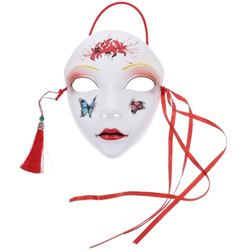 WOFASHPURET Kabuki-Maske Japanische Kitsune-Maske Maskerade-Maske Chinesische Hanfu-Cosplay-Maske Kostüm-Requisite Für Halloween Maskerade Karneval Party Japanisches Traditionelles von WOFASHPURET