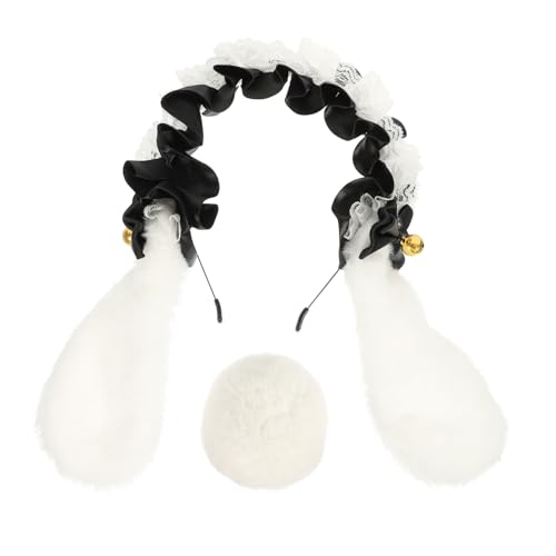 WOFASHPURET Lolita Hasenohren Haarreif Weiß schwarzes Spitzen kaninchen Kostüm Zubehör Wiederverwendbare Party Requisiten für Karneval Halloween und Cosplay Veranstaltungen WOFASHPURET Lolita Hasenohren Haarreif Weiß schwarzes Spitzen kaninchen Kostüm Zubehör Wiederverwendbare Party Requisiten für Karneval Halloween und Cosplay Veranstaltungen von WOFASHPURET