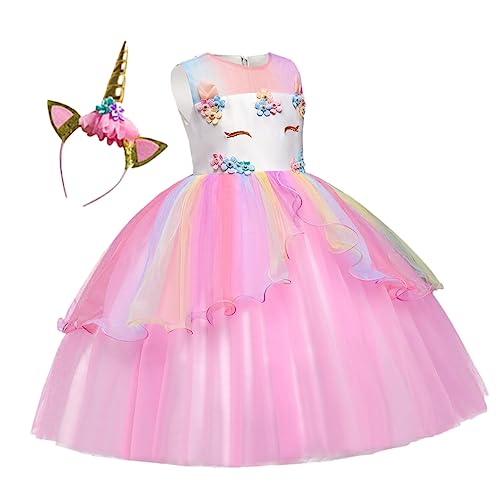 WOFASHPURET Mädchen Partykostüm Mit Gazekleid Und Haarreifen Festliches Prinzessin Kleid Für Hochzeiten Geburtstagsfeiern Und Cosplay Events Größe 110 140 von WOFASHPURET