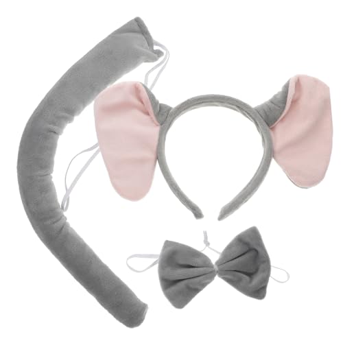 WOFASHPURET Niedliches Elefanten kostüm set mit Grauem Stirnband Fliege und Weiche Tierohren für Erwachsene für Halloween Dschungelpartys und Cosplay events WOFASHPURET Niedliches Elefanten kostüm set mit Grauem Stirnband Fliege und Weiche Tierohren für Erwachsene für Halloween Dschungelpartys und Cosplay events von WOFASHPURET