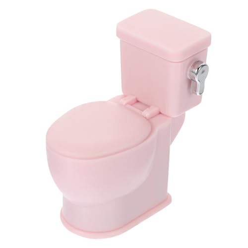 WOFASHPURET Puppenhaustoilette Mini-Kommodenmodell Toilettenspülung Spielzeug Badezimmermöbel Puppenhauszubehör (Pink) von WOFASHPURET