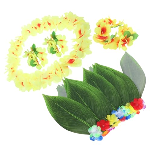 WOFASHPURET Realistische Hawaiianische Blattrock Girlande Für Luau Party Tropisches Kostüm Mit Bunten Blumen Und Blättern Ideales Accessoire Für Gartenparty Und Hawaii Dekoration von WOFASHPURET