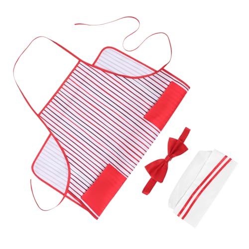 WOFASHPURET Rot Weiß Gestreifte Schürze Kochmütze und Fliege Verkleidung für Halloween Party und Festliche Koch und Backanlässe WOFASHPURET Rot Weiß Gestreifte Schürze Kochmütze und Fliege Verkleidung für Halloween Party und Festliche Koch und Backanlässe von WOFASHPURET