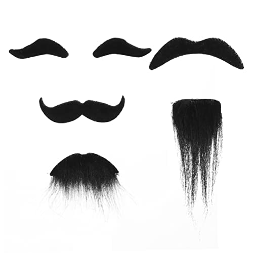 WOFASHPURET Selbstklebender Schwarzer Halloween Schnurrbart & Bart Set 6 Teiliges Cosplay Kostü Zubehör Für Partys Maskeraden Und Halloween Dekoration Lustige Fake Beard Requisiten von WOFASHPURET