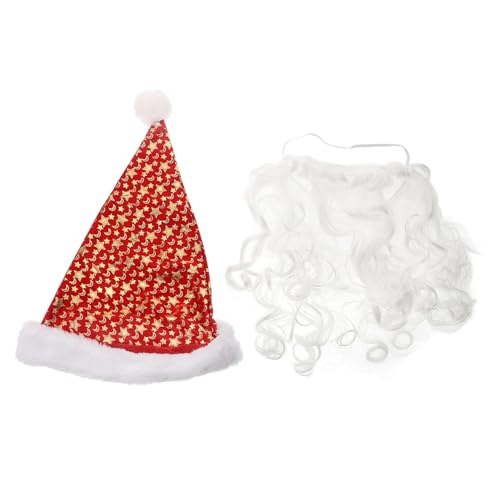 WOFASHPURET Weihnachtsmann Kostümset Mit ütze Und Bart Santa Claus Hut Und Bart Prop Für Festliche Anlässe Karneval Partys Und Weihnachtsfeiern Lustige Weihnachtsaccessoires Für von WOFASHPURET