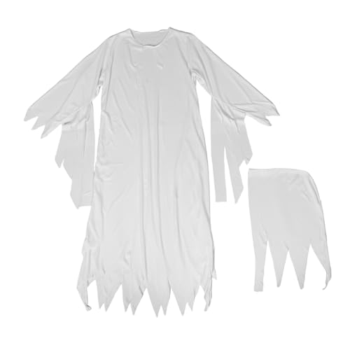 WOFASHPURET Weißes Damen Gespenster Kostüm mit Hut Atmungsaktives Geister Outfit für Halloween Mottoparty Rollenspiel Langlebiges Stoffmaterial Vielseitiges Horror Cosplay Kleid WOFASHPURET Weißes Damen Gespenster Kostüm mit Hut Atmungsaktives Geister Outfit für Halloween Mottoparty Rollenspiel Langlebiges Stoffmaterial Vielseitiges Horror Cosplay Kleid von WOFASHPURET