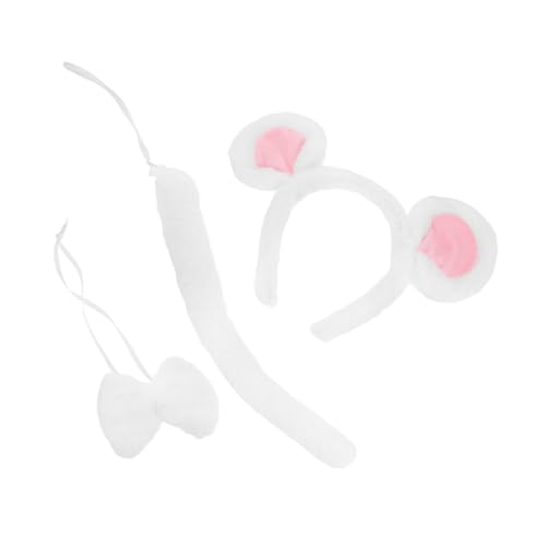 WOFASHPURET Mausohren-stirnband Aus Pelz Für Erwachsene Weiß Mit Und Fliege Kostüm Halloween Weihnachten Und Cosplay-partys WOFASHPURET Mausohren-stirnband Aus Pelz Für Erwachsene Weiß Mit Und Fliege Kostüm Halloween Weihnachten Und Cosplay-partys von WOFASHPURET