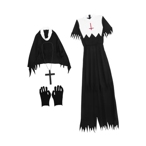 WOFASHPURET Zombie Nonne Kostüm Für Damen Halloween Outfit Horror Cosplay Kleidung Größe M Perfekt Für Halloween Partys Und Bühnenaufführungen von WOFASHPURET