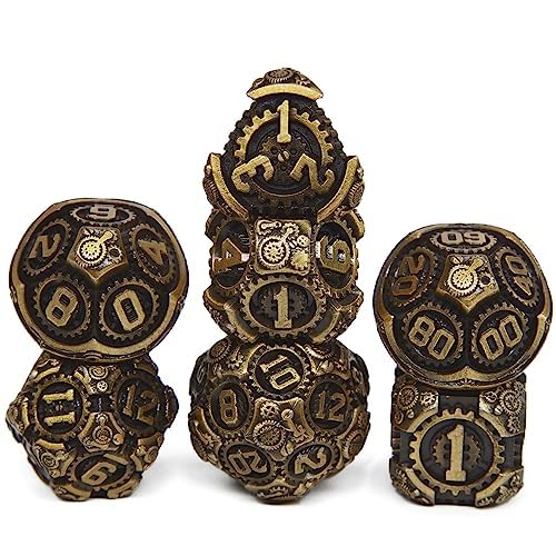 DND-Würfel-Set aus Metall, mechanisches Getriebe-Design, DND-Würfel-Set, 7-teilig, Dungeons and Dragons Rollenspiel (RPG), MTG, Pathfinder, Tischspiel, Brettspiele von WOFDALY