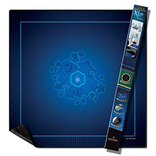 WOGAMAT Große Spielmatte aus Neopren, XL, Blau, 92 x 92 cm, für Kartenspiele, Würfel, Brettspiele – Neopren, leise, dick, waschbar und rutschfest, luxuriöses Finish, Multiplaymatte von WOGAMAT