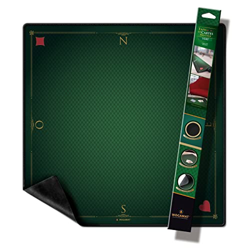 WOGAMAT Offiziell – Spielkartenmatte, luxuriös, grün, für Tarot, Poker, Ecke, 60x60 cm – dickes und rutschfestes Neopren auf jeder Art von Oberfläche – perfekte Kartengleitung für jede Art von Spiel von WOGAMAT