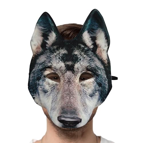 Wolfsmaske für Erwachsene, realistische Wolfsmaske - Realistische Gesichtsmaske, Kopfmaske für Erwachsene - Tiermaske, Karneval, Maskerade, Maske für Halloween, Karneval, Kostümparty, Cosplay, Kostüm, von WOGXN