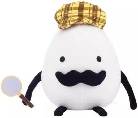 WOHAKUGX Detective Plush Egg Plushies Toy,White Detective Plush Egg Plush in Hat,Secret Staycation Detective Plush Egg Plush,Cute Plush Doll for Fans Halloween Christmas Birthday Gift (White Egg) von WOHAKUGX