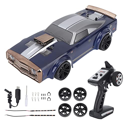 WOHPNLE 2,4 GHz ferngesteuertes Auto 1:16 Hochgeschwindigkeits-Driftfahrzeug, batteriebetriebenes Renn-RC-Auto für den Heimspielplatz und den Hof (Blau) von WOHPNLE