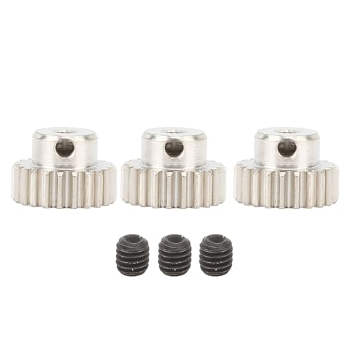 WOHPNLE 3-teiliges Metall-Motorgetriebe, Getriebe Mit Stellschrauben, M0,6-Modul, 3,175 Mm Lochdurchmesser, Ritzel, RC-Auto, Gebürsteter Bürstenloser Motor Für 1/10 RC-Auto(21T) von WOHPNLE