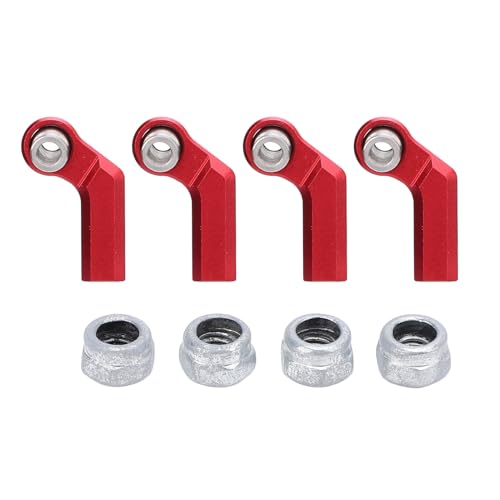 WOHPNLE 4 Set RC Link Rod End Alloy M4 gebogen CW 7 mm Kugelgelenkköpfe Set für 1/10 Modellauto (Red) von WOHPNLE