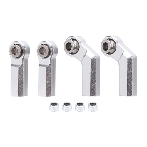 WOHPNLE 4 Stücke RC Auto Kugelgelenk für 1/10 Modellauto M4 Metall CW Positive Gewinde 7,0 Werkzeug 2 Gebogene 2 Gerade (Silver) von WOHPNLE