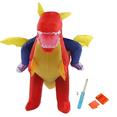 WOHPNLE Aufblasbares Dinosaurier-Kostüm, Halloween-Kostüme für Erwachsene, Dinosaurier-Reiten, lustiges Kostüm, Aufblasen-Kostüm für Halloween-Party, Cosplay (Adulto 150‑190cm) von WOHPNLE