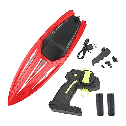 WOHPNLE Ferngesteuertes Boot, RC-Schiff, wasserdichtes Hochgeschwindigkeits-Schnellboot-Modell, Spielzeug für Kinder über 14 Jahre (Red Dual Battery) von WOHPNLE