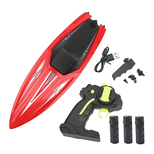 WOHPNLE Ferngesteuertes Boot, RC-Schiff, wasserdichtes Hochgeschwindigkeits-Schnellboot-Modell, Spielzeug für Kinder über 14 Jahre (Red Triple Battery) von WOHPNLE