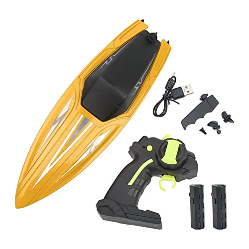 WOHPNLE Ferngesteuertes Boot, RC-Schiff, wasserdichtes Hochgeschwindigkeits-Schnellboot-Modell, Spielzeug für Kinder über 14 Jahre (Yellow and 2 Batteries) von WOHPNLE