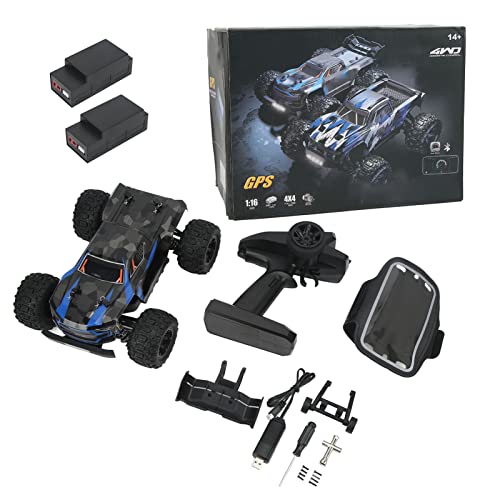 WOHPNLE GPS RC Auto 1:16 4WD Blau High Speed ​​2,4 GHz Fernbedienung Off Road RC Truck für Kinder über 14 (2 Batteries) von WOHPNLE