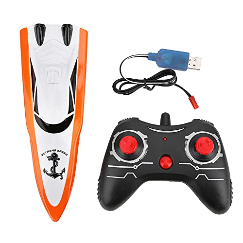 WOHPNLE Mini RC Boot, ABS 2,4G Fernbedienung 4 Kanäle Elektroschiff Modell Kinder Wasserspielzeug Weiß Orange 100A4 100B4 für Indoor Outdoor Spielen (Orange 100B4) von WOHPNLE