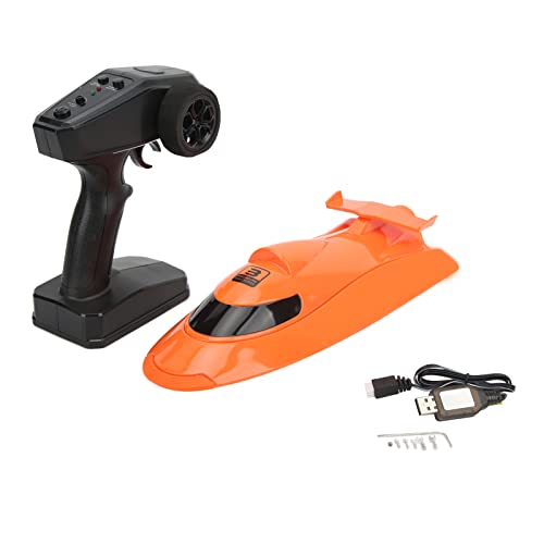 WOHPNLE RC-Boot, 2,4 GHz, kabellos, 30 km/h, wasserdicht, stoßfest, elektrisches ferngesteuertes Rennboot für Kinder und Erwachsene (Orange) von WOHPNLE