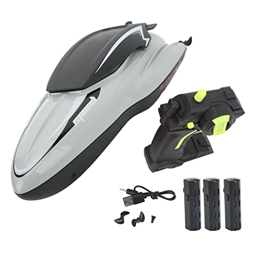 WOHPNLE RC-Rennboot, wasserdichtes ABS, Anti-Drop, schnelleres Fahren, stabile Leistung, ferngesteuertes Boot für Kinder, (3 Battery Gray) von WOHPNLE